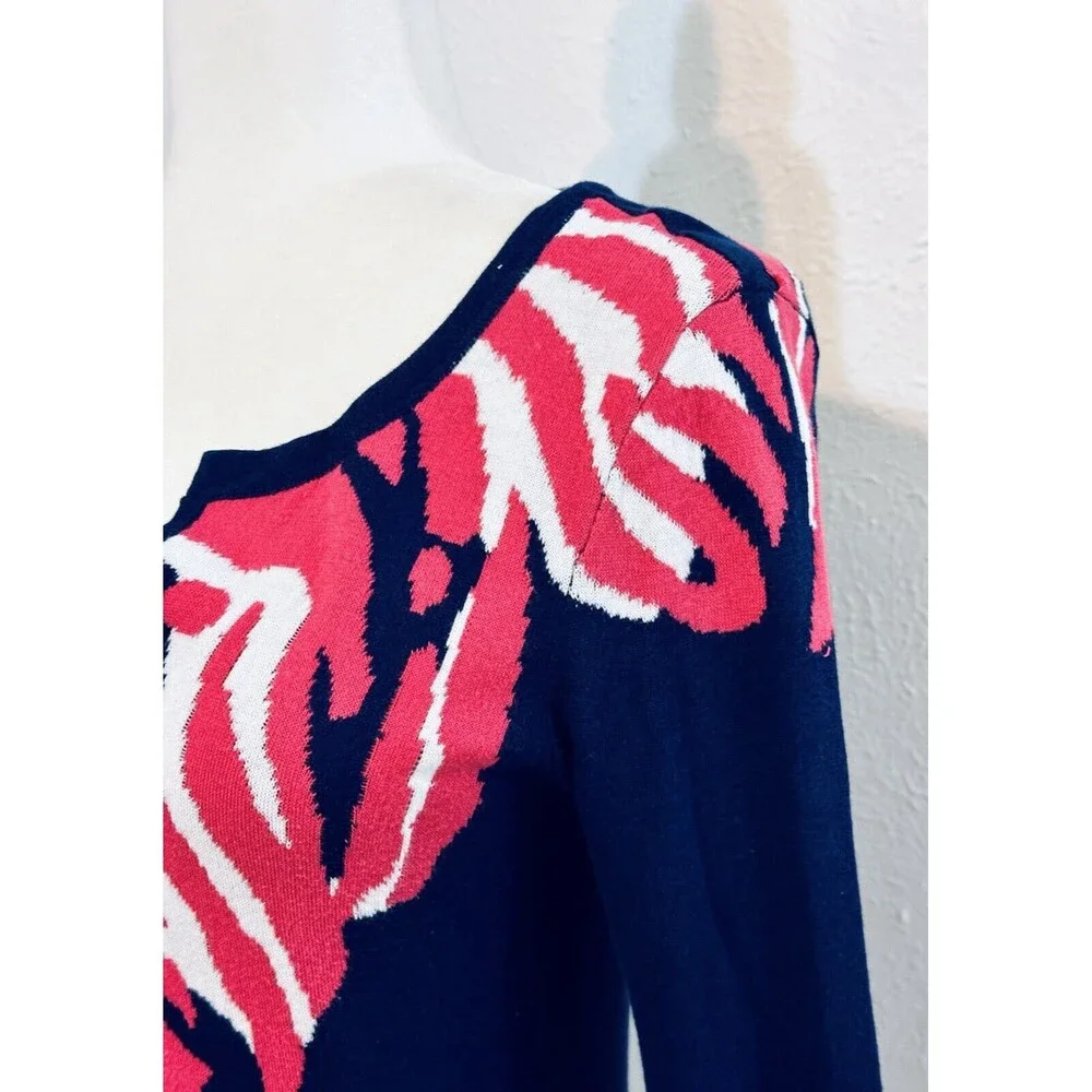 Lilly Pulitzer Women Size S Tiger Jacquard  Long Sleeve Sweater Art to Wear